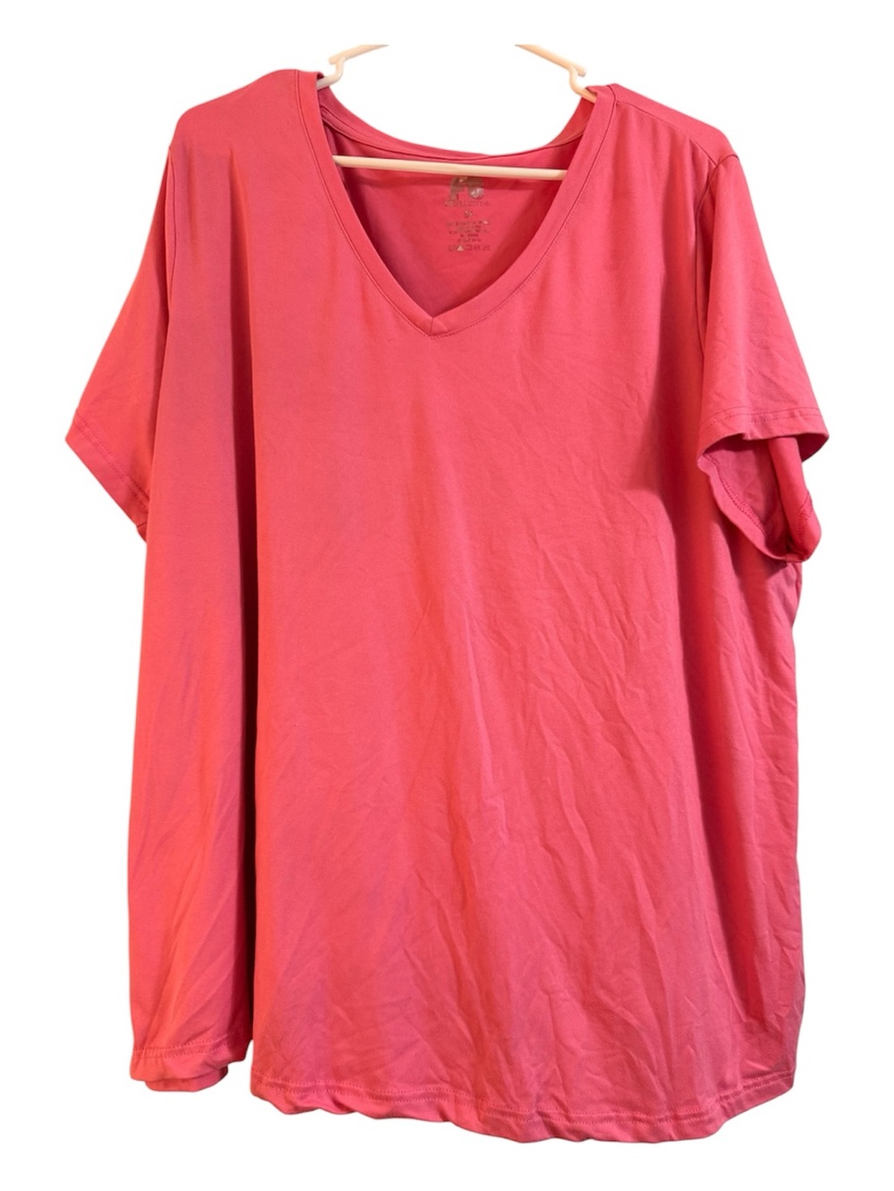 Relaxed V-Neck Short Sleeve Tee - Coral Pink
